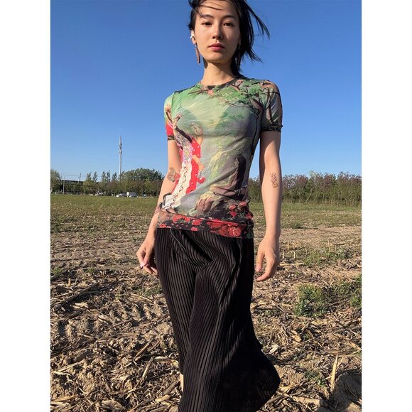 Jean Paul Gaultier green mesh top size M - Picture 11 of 11